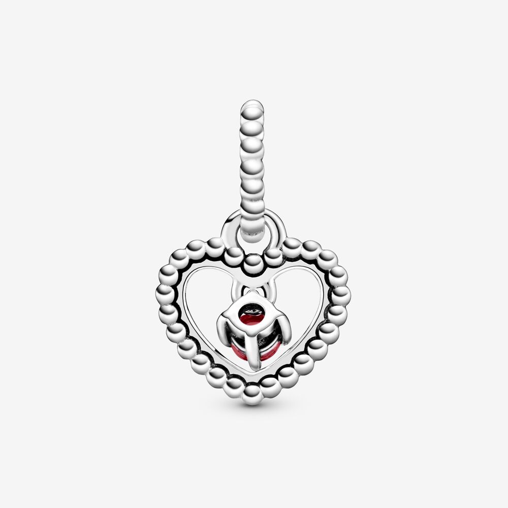 Pandora Dark Red Heart Pendant Charm Decorated with Spheres 798854C08