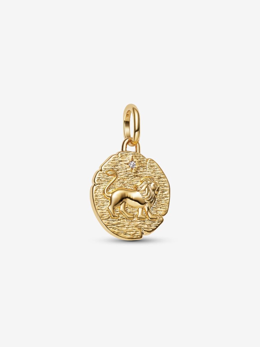 Charm Pandora Medallion Leone "Vita Veritas Virtus" Placcatura in Oro 14k