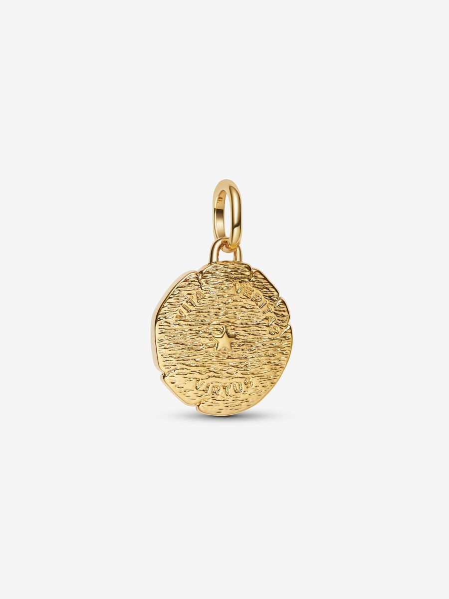 Charm Pandora Medallion Leone "Vita Veritas Virtus" Placcatura in Oro 14k