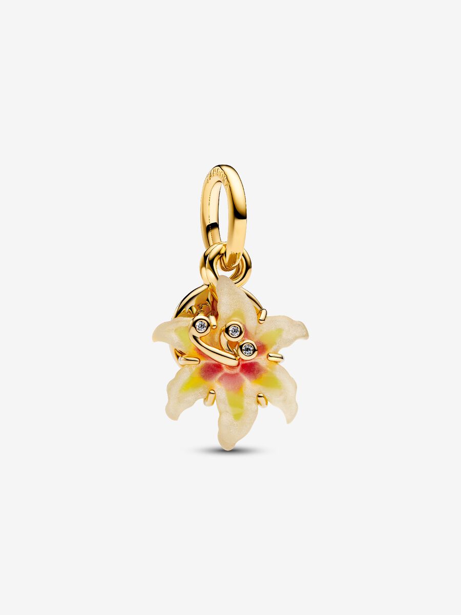 Charm Pandora Disney, Rapunzel, Fiore Magico che si illumina al buio Placcatura in Oro 14k