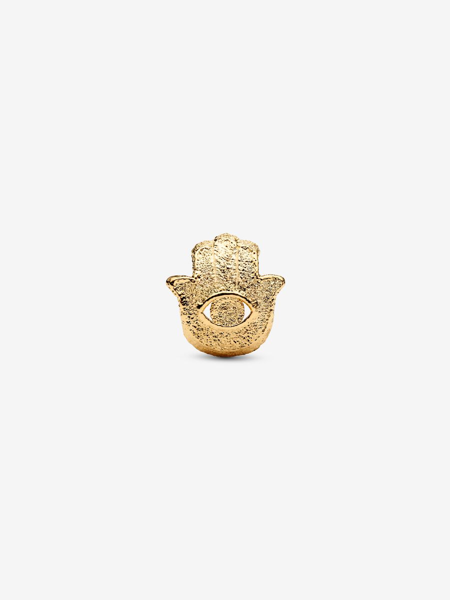 Mini Charm Pandora Mano di Fatima effetto diamantato Placcatura in Oro 14k