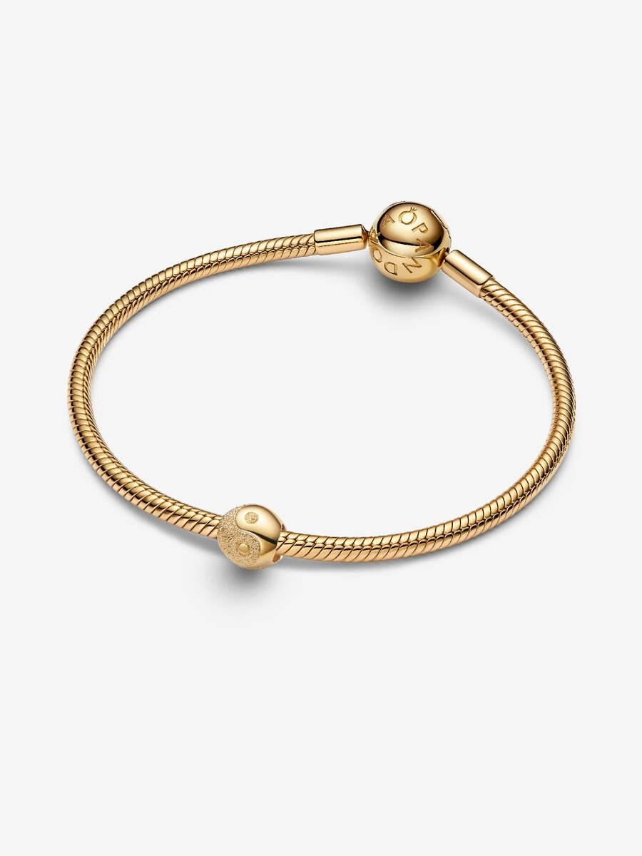 Mini Charm Pandora Yin & Yang effetto diamantato Placcatura in Oro 14k