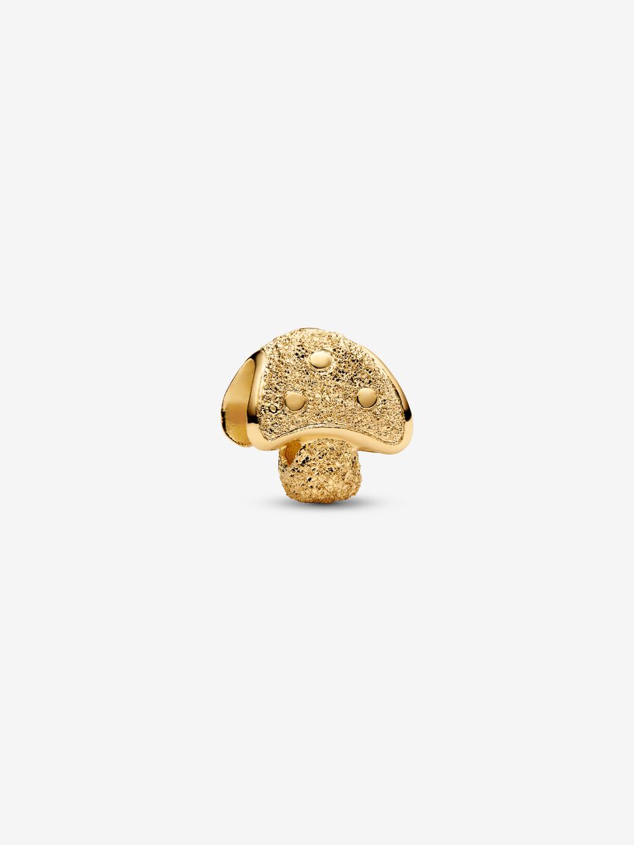 Mini Charm Pandora Fungo effetto diamantato Placcatura in Oro 14k