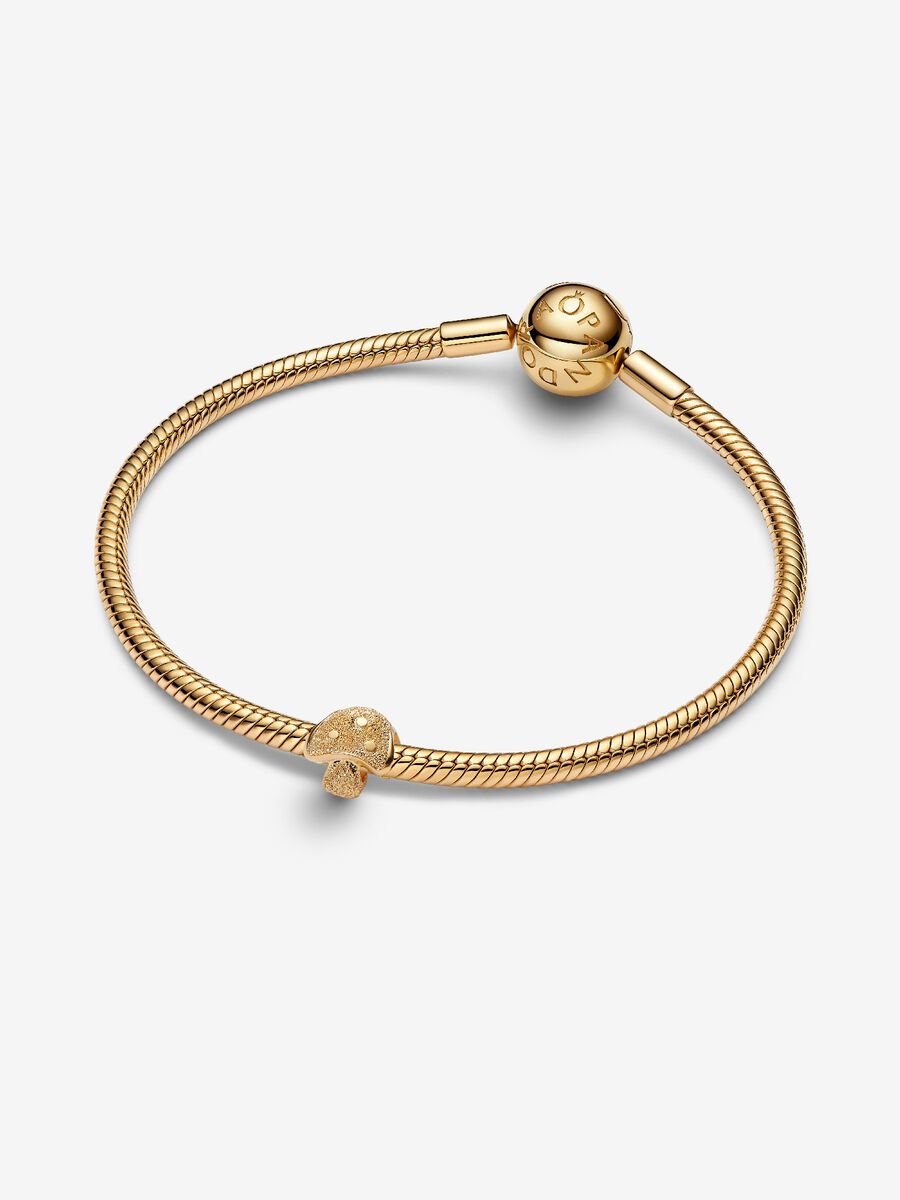 Mini Charm Pandora Fungo effetto diamantato Placcatura in Oro 14k