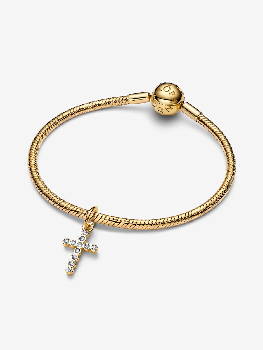 Charm Pandora Pendente Croce Luminosa Placcatura in Oro 14k 764063C01
