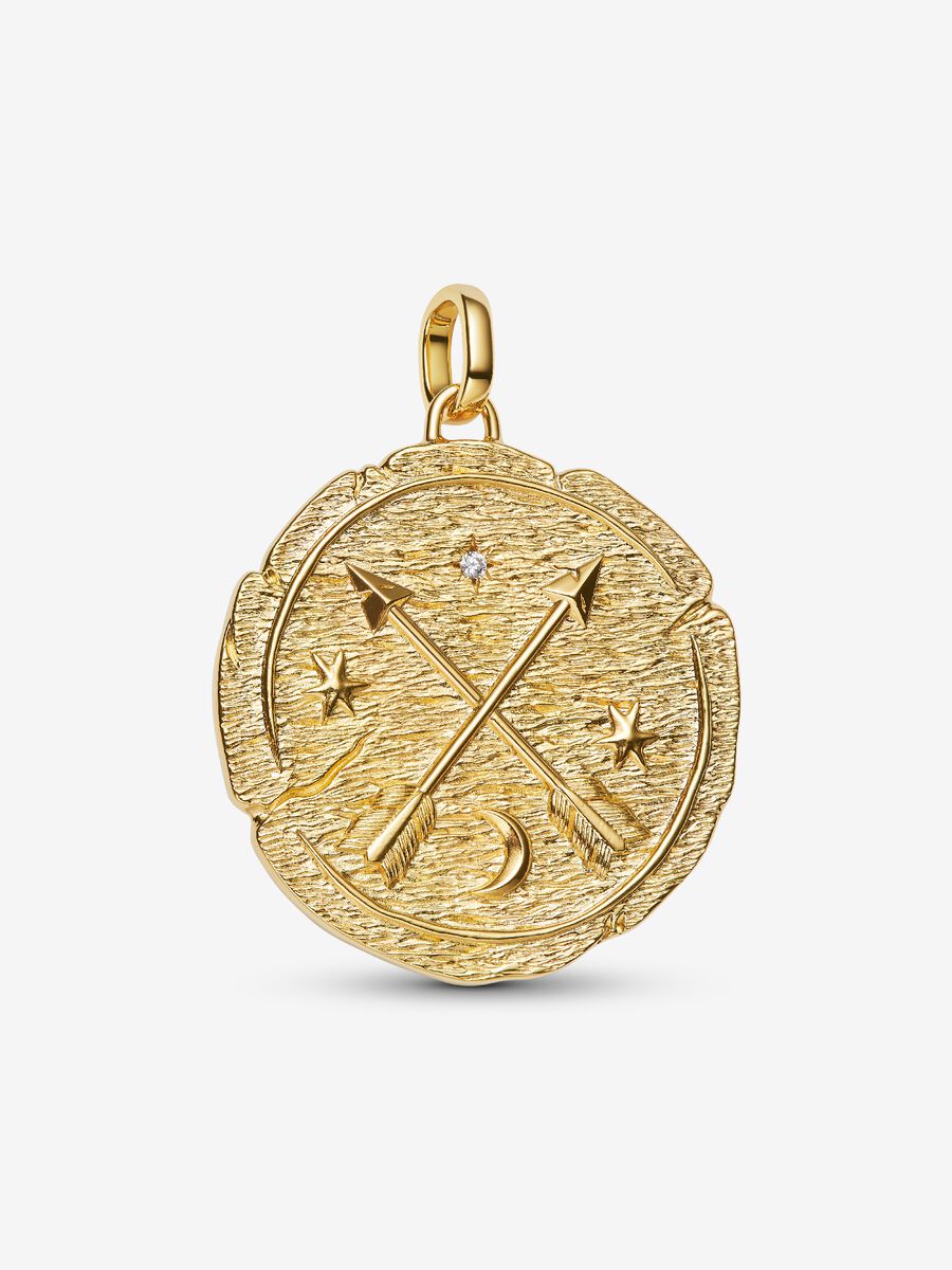 Mini Charm Pandora Medallion Grande Frecce "Ad Meliora" Placcatura in Oro 14k