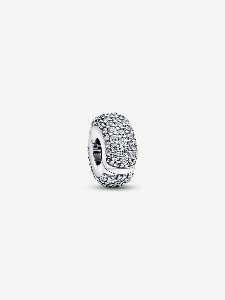 Charm Pandora Clip Pavè Fascia Tripla Argento Sterling 925
