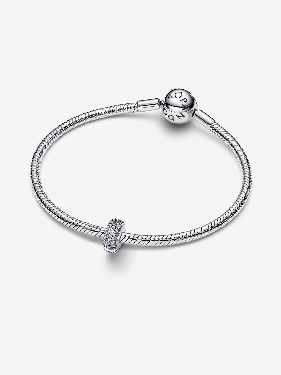 Charm Pandora Clip Pavè Fascia Tripla Argento Sterling 925