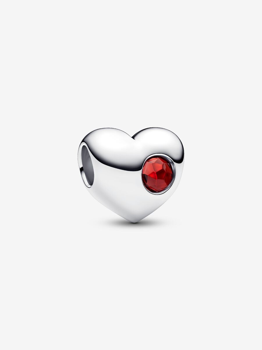 Charm Pandora Cuore con Pietra Rossa Scuro Gennaio da incidere 794161C01