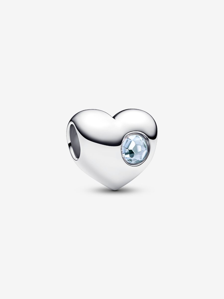 Charm Pandora Cuore con Pietra Azzurra Marzo da incidere 794161C03