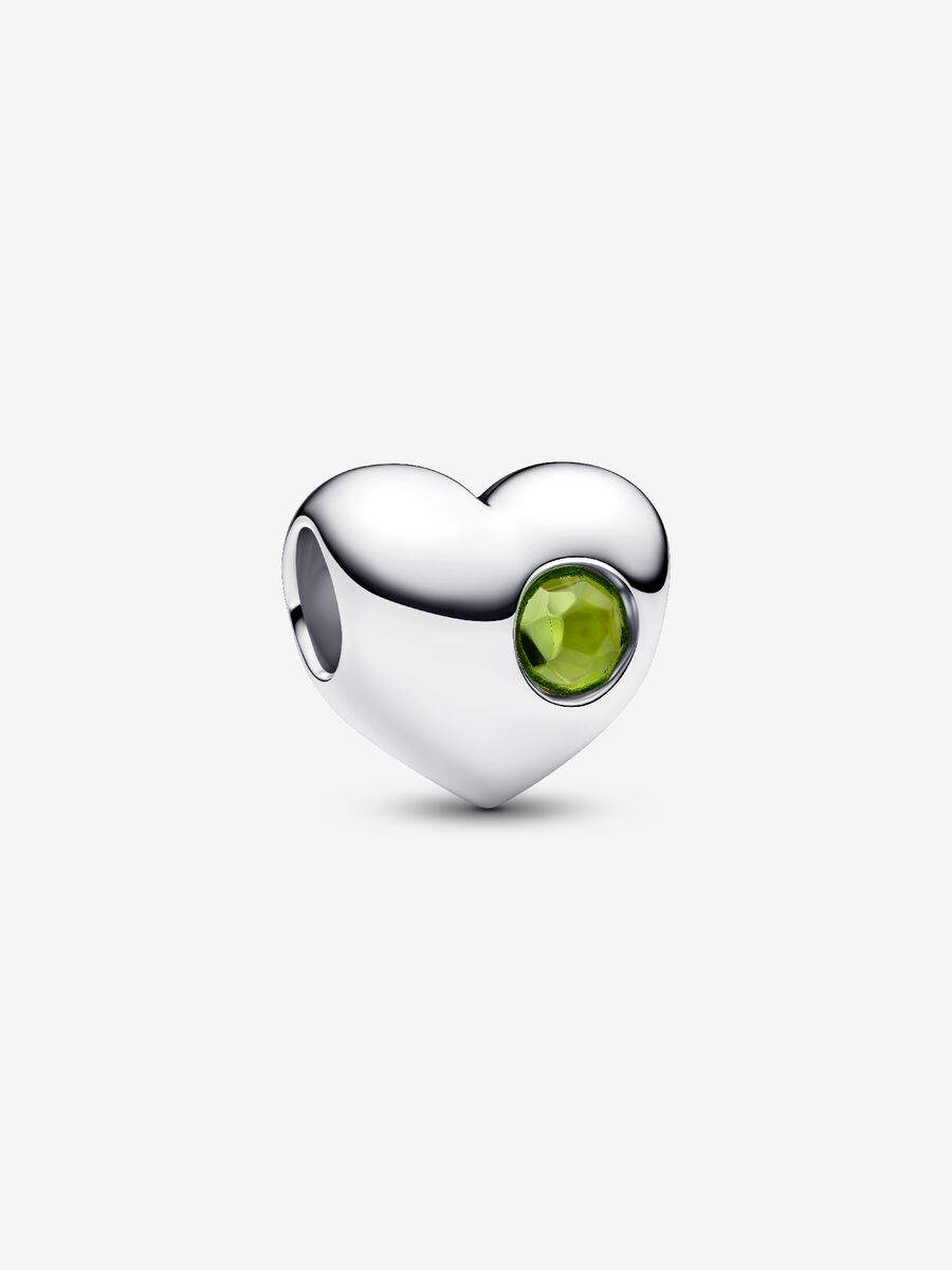 Charm Pandora Cuore con Pietra Verde Agosto da incidere 794161C08