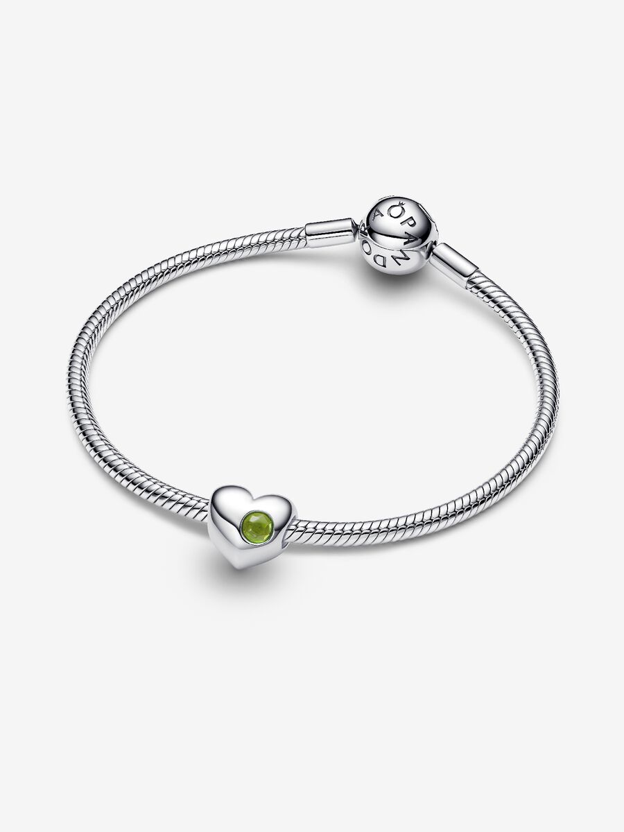 Charm Pandora Cuore con Pietra Verde Agosto da incidere 794161C08