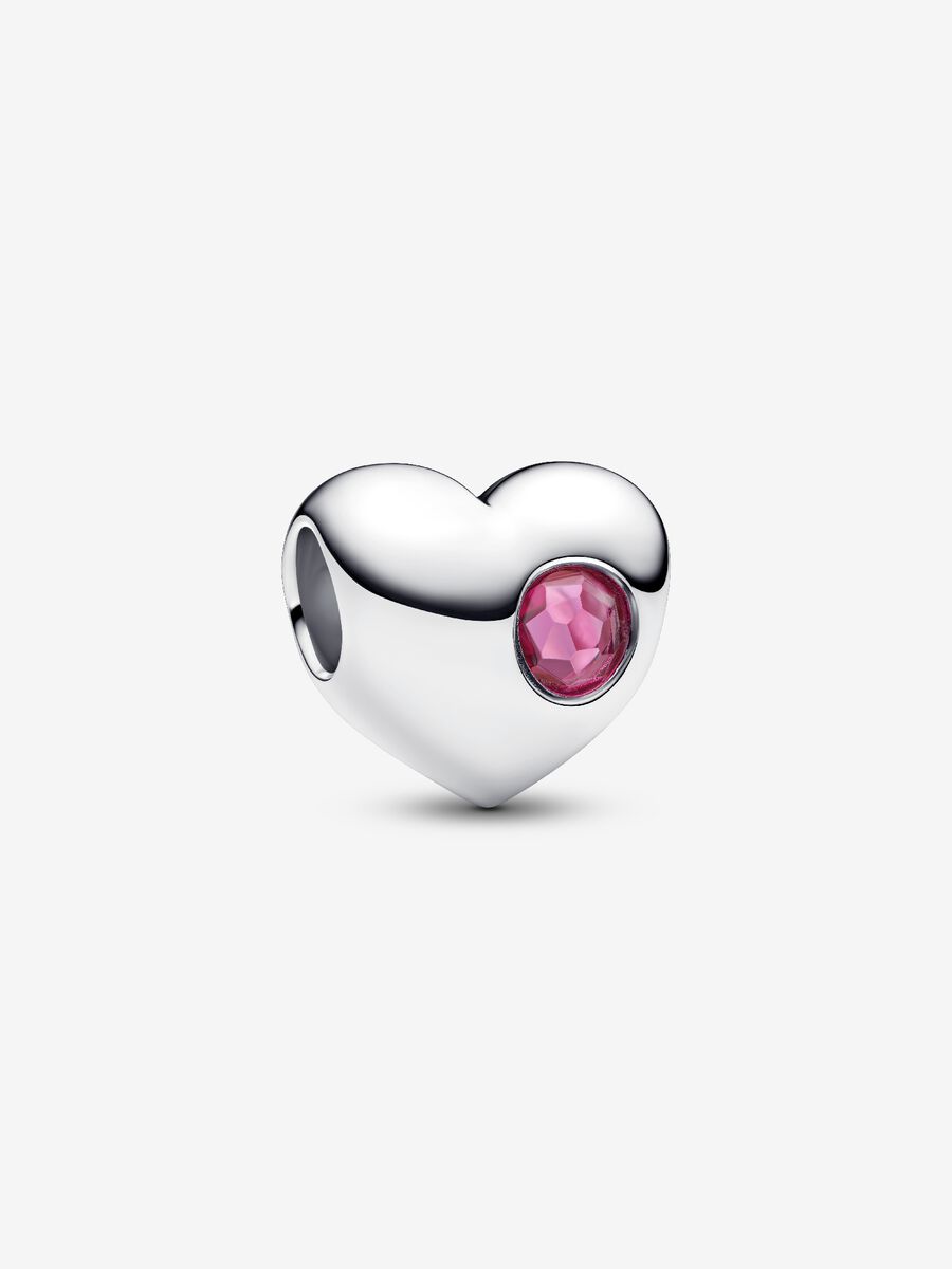 Charm Pandora Cuore con Pietra Rosa Scuro Ottobre da incidere 794161C10