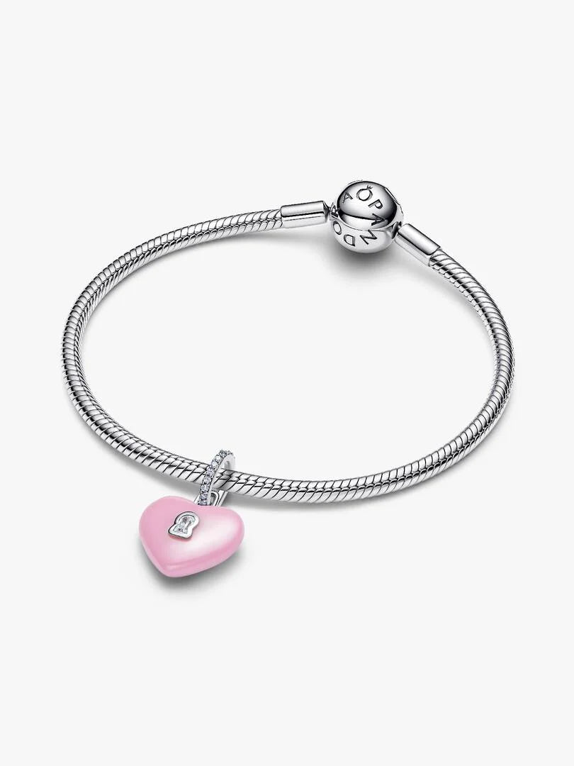 Charm Pandora Lucchetto Cuore Rosa "Yours" in ceramica 794424C01
