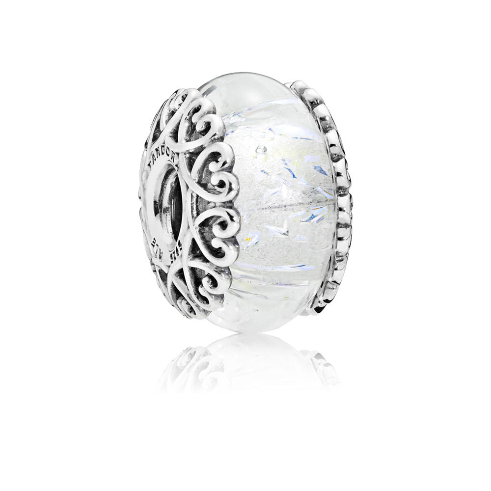Pandora Charm Murano Glass White Iridescent 797617