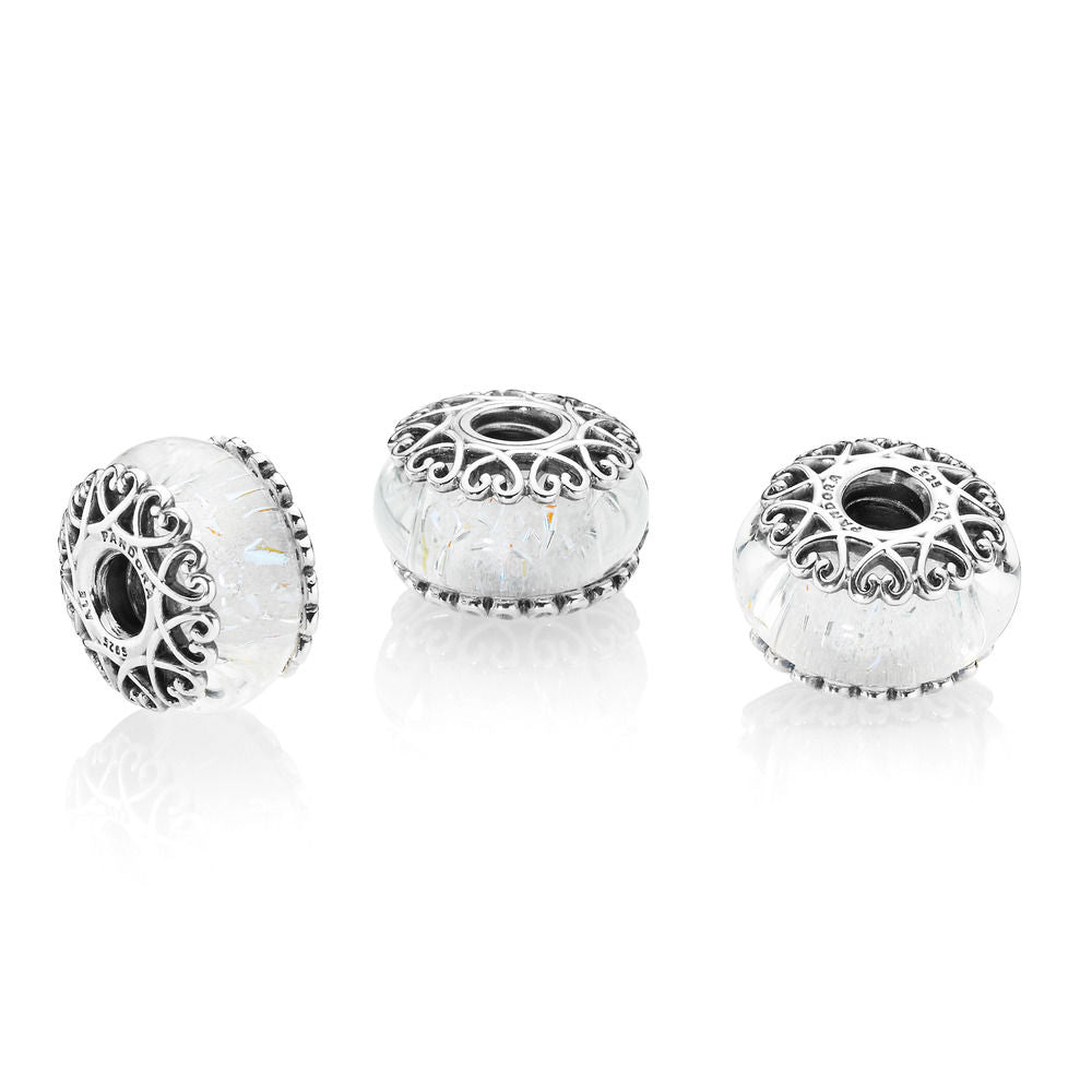 Pandora Charm Murano Glass White Iridescent 797617