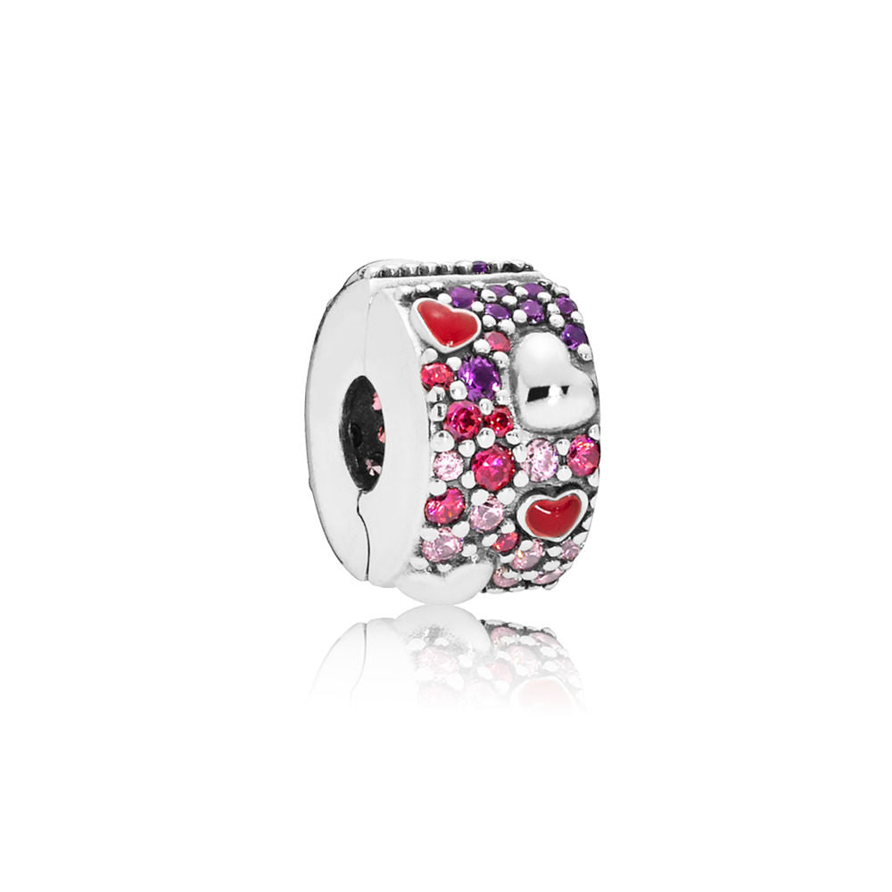 Pandora Clip Asymmetric Love Hearts 797838CZRMX