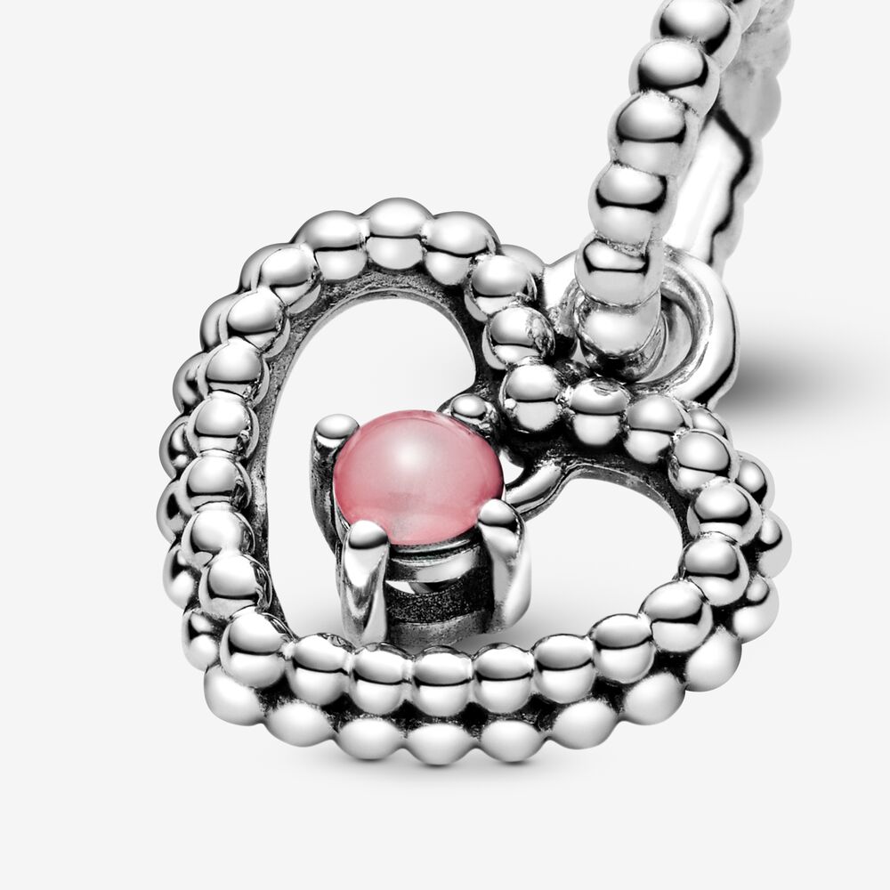 Charm Pendente Pandora A Cuore Petalo Rosa Decorato Con Sfere 798854C09