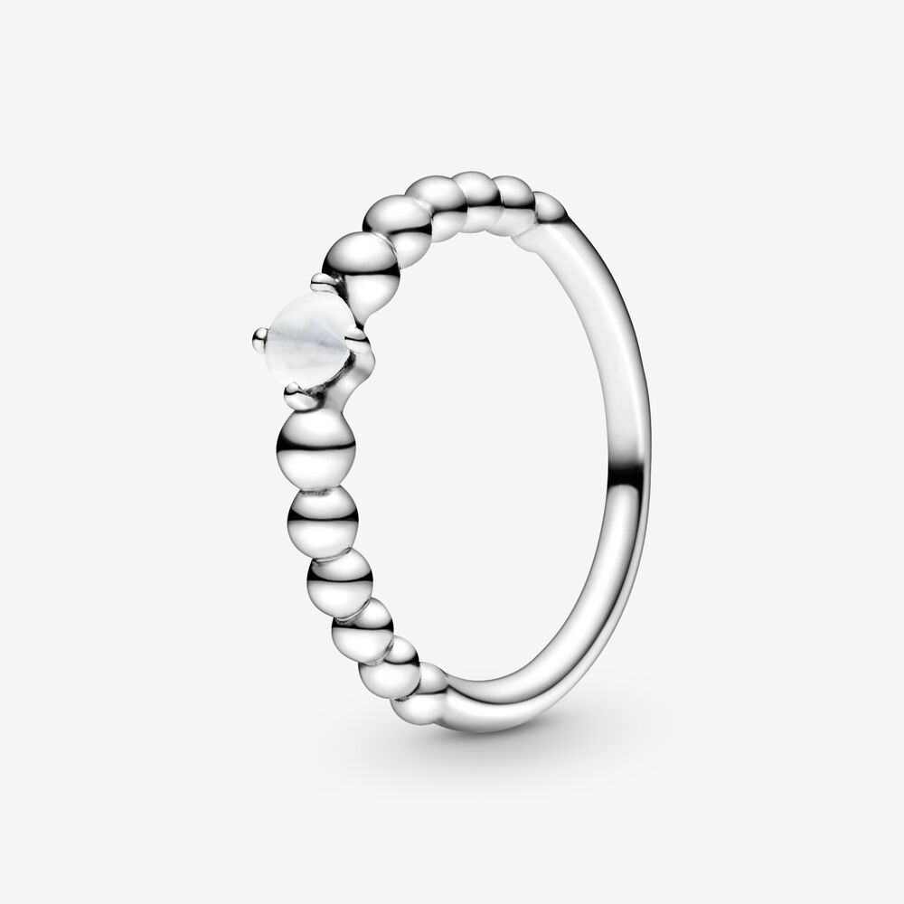 Pandora Milky White Ring Decorated with Spheres 198598C04