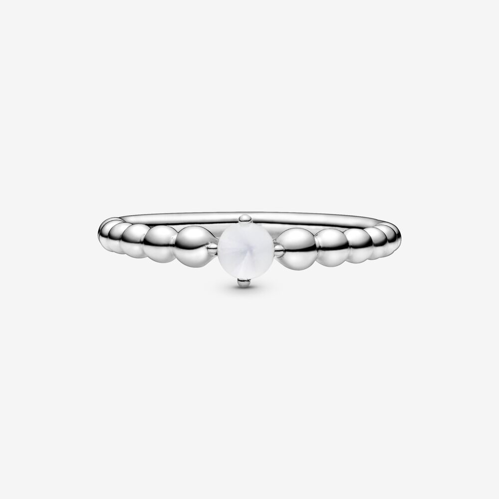 Pandora Milky White Ring Decorated with Spheres 198598C04