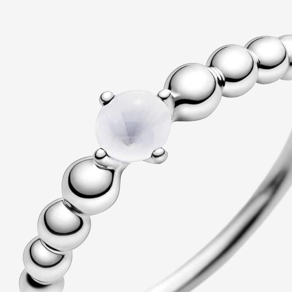 Pandora Milky White Ring Decorated with Spheres 198598C04