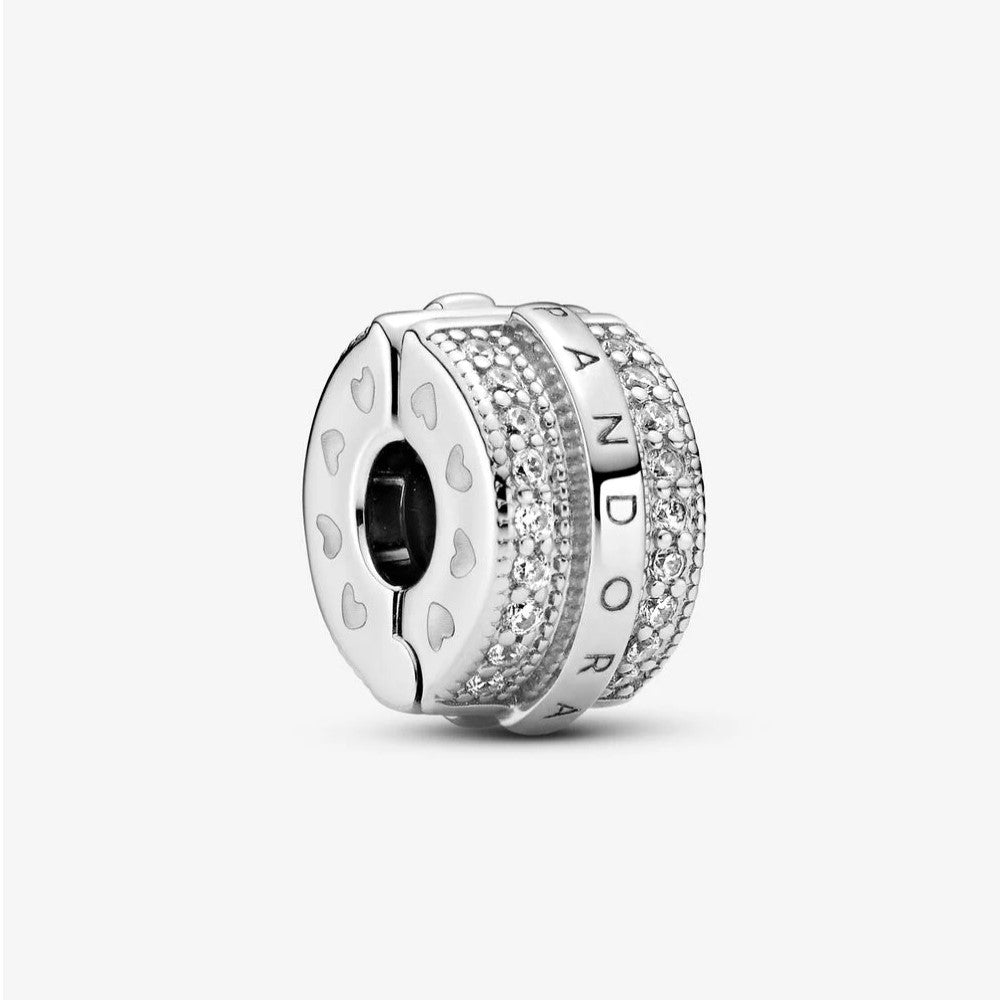Pandora Clip with Logo and Sparkling Pavé 799042C01