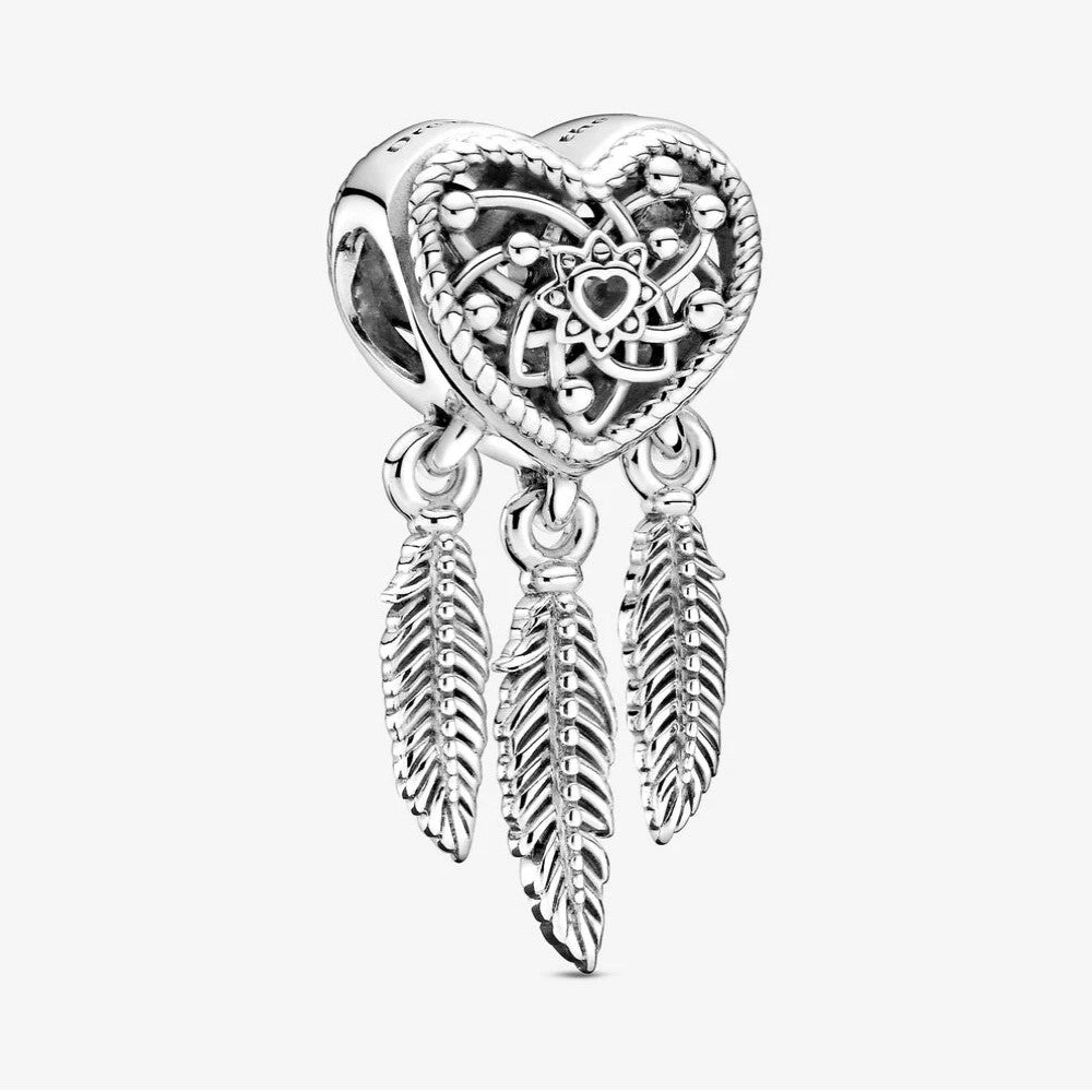 Pandora Dreamcatcher Charm with Three Feathers and Openwork Heart 799107C00