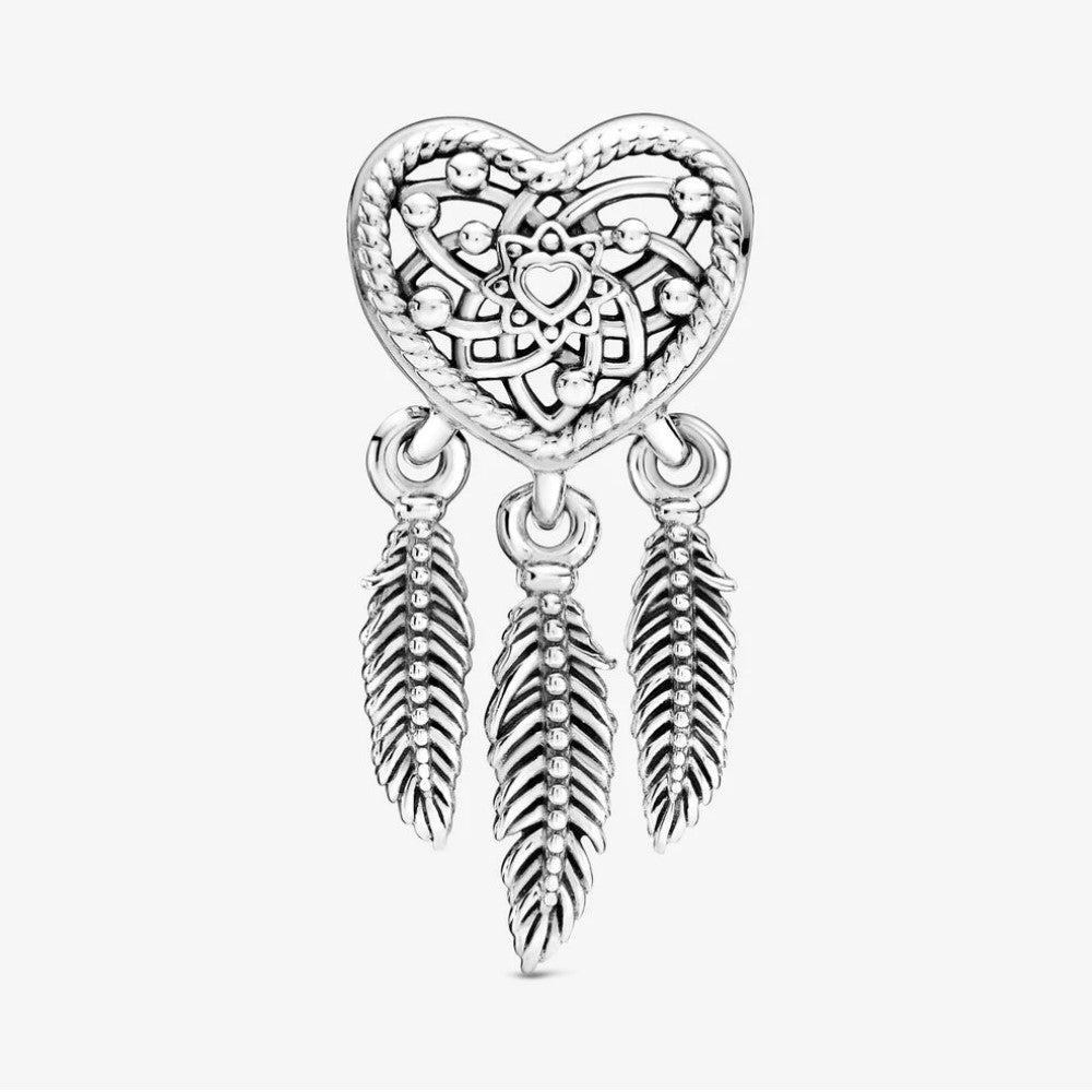 Pandora Dreamcatcher Charm with Three Feathers and Openwork Heart 799107C00