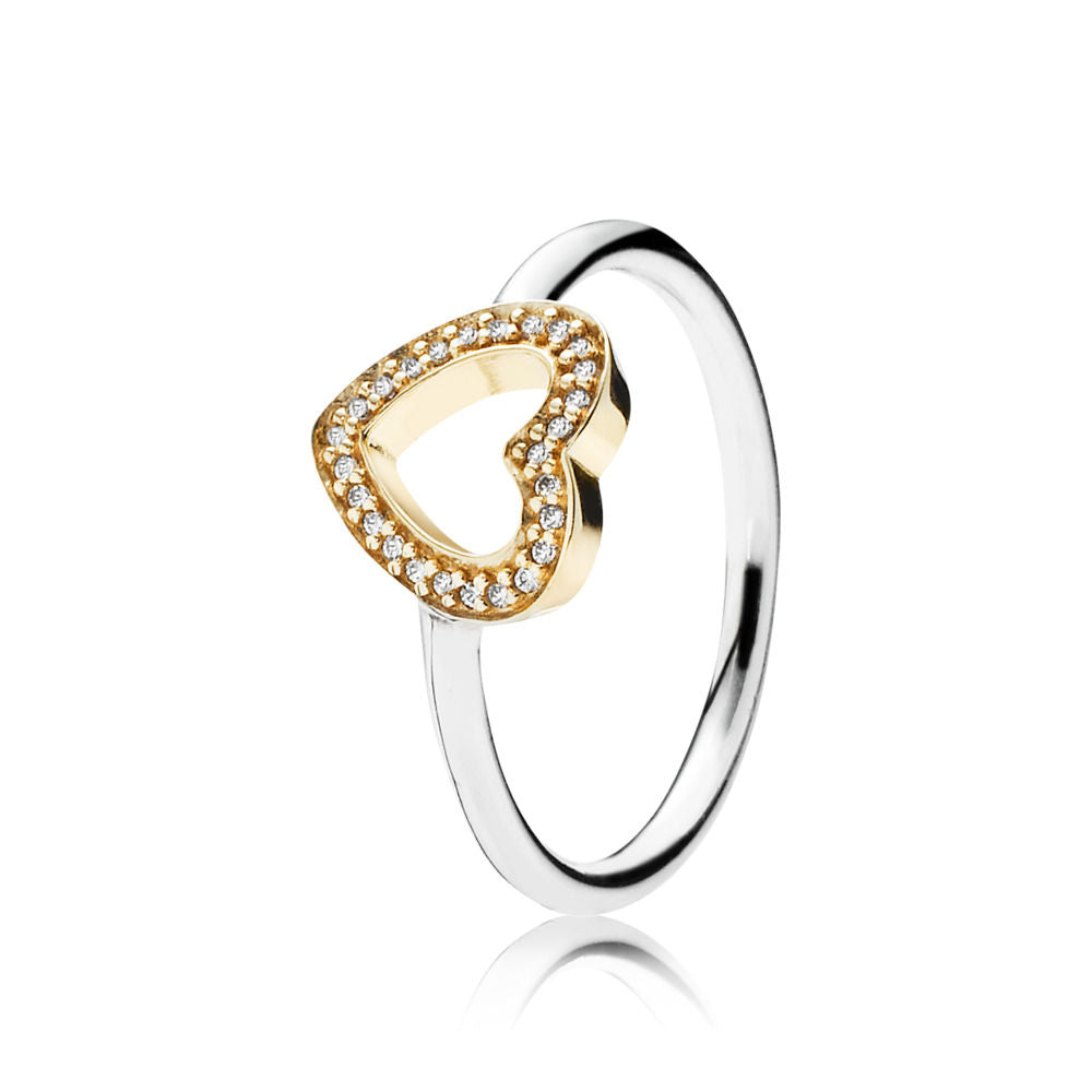 Pandora Golden Heart Ring 190925CZ
