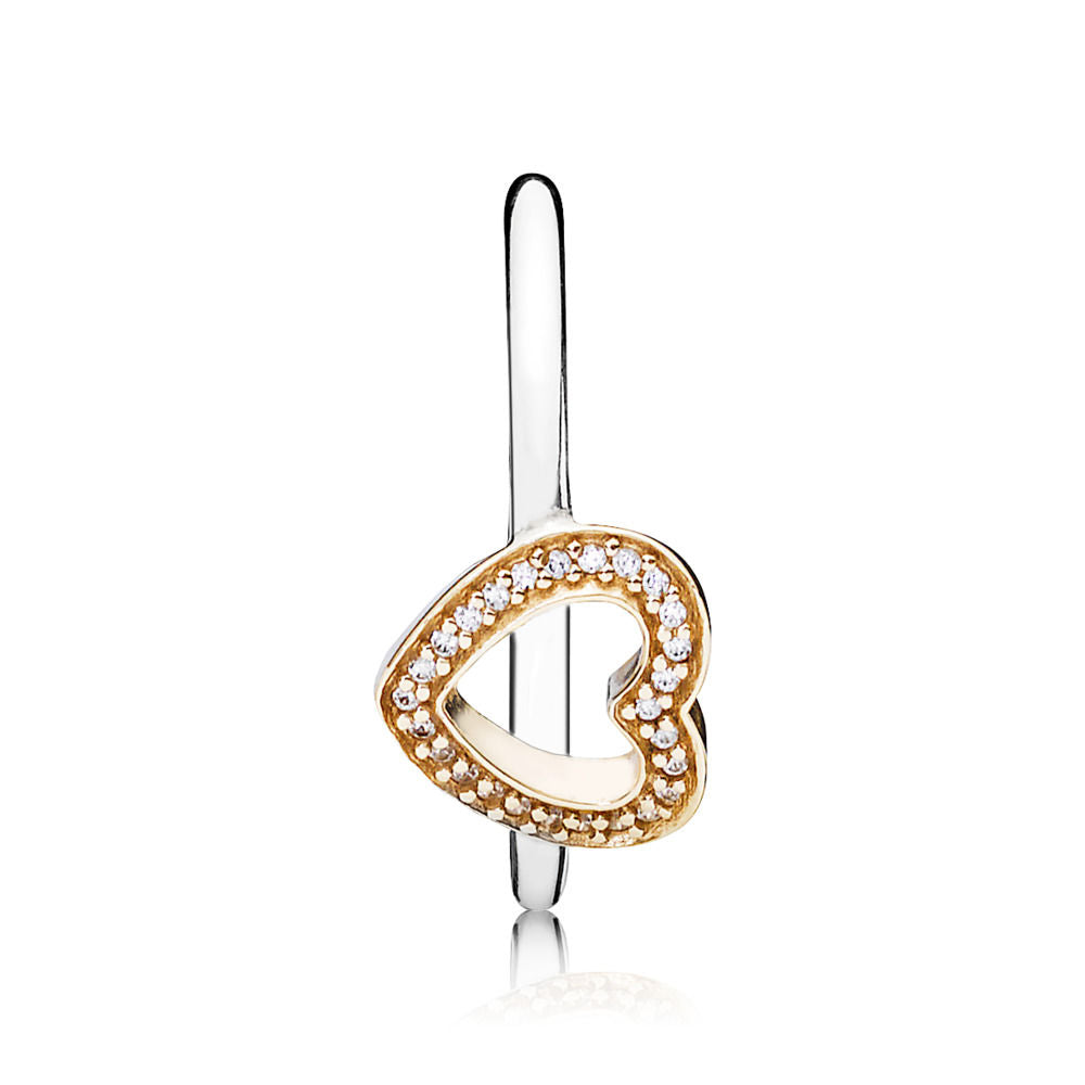 Pandora Golden Heart Ring 190925CZ