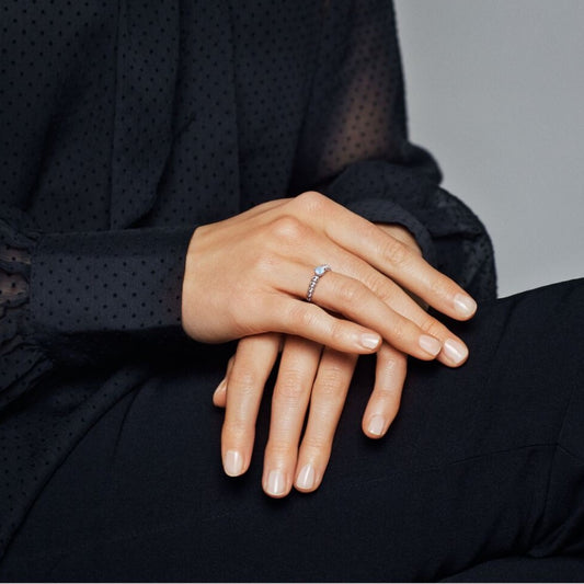 Anello Pandora Azzurro Acqua Decorato con Sfere 198867C01