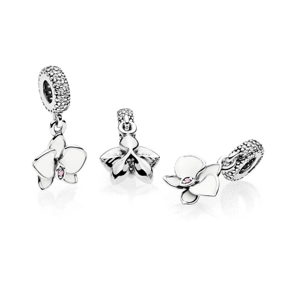 Pandora White Orchid Pendant Charm 791554EN12