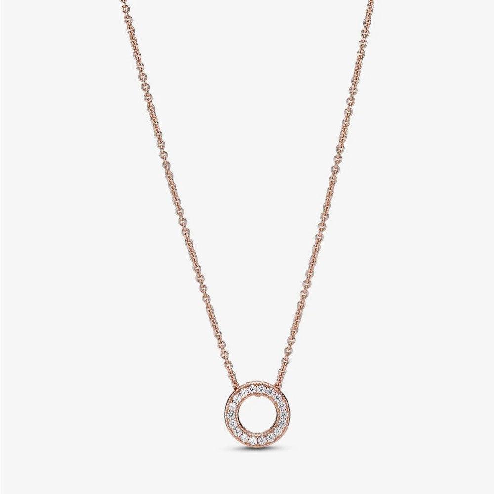 Collier Pandora con Cerchio, Pavé e Logo Pandora 387436C01-45