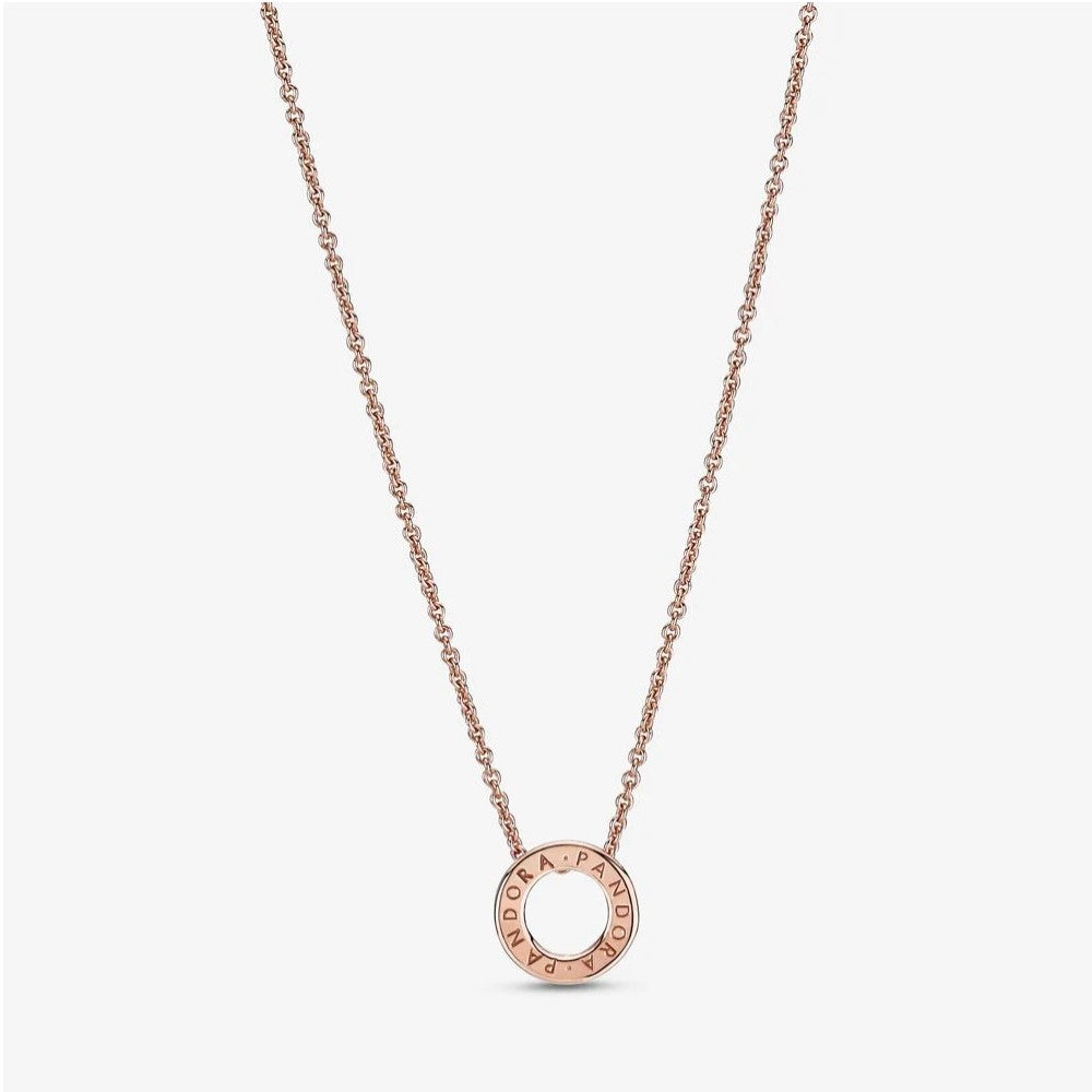 Collier Pandora con Cerchio, Pavé e Logo Pandora 387436C01-45
