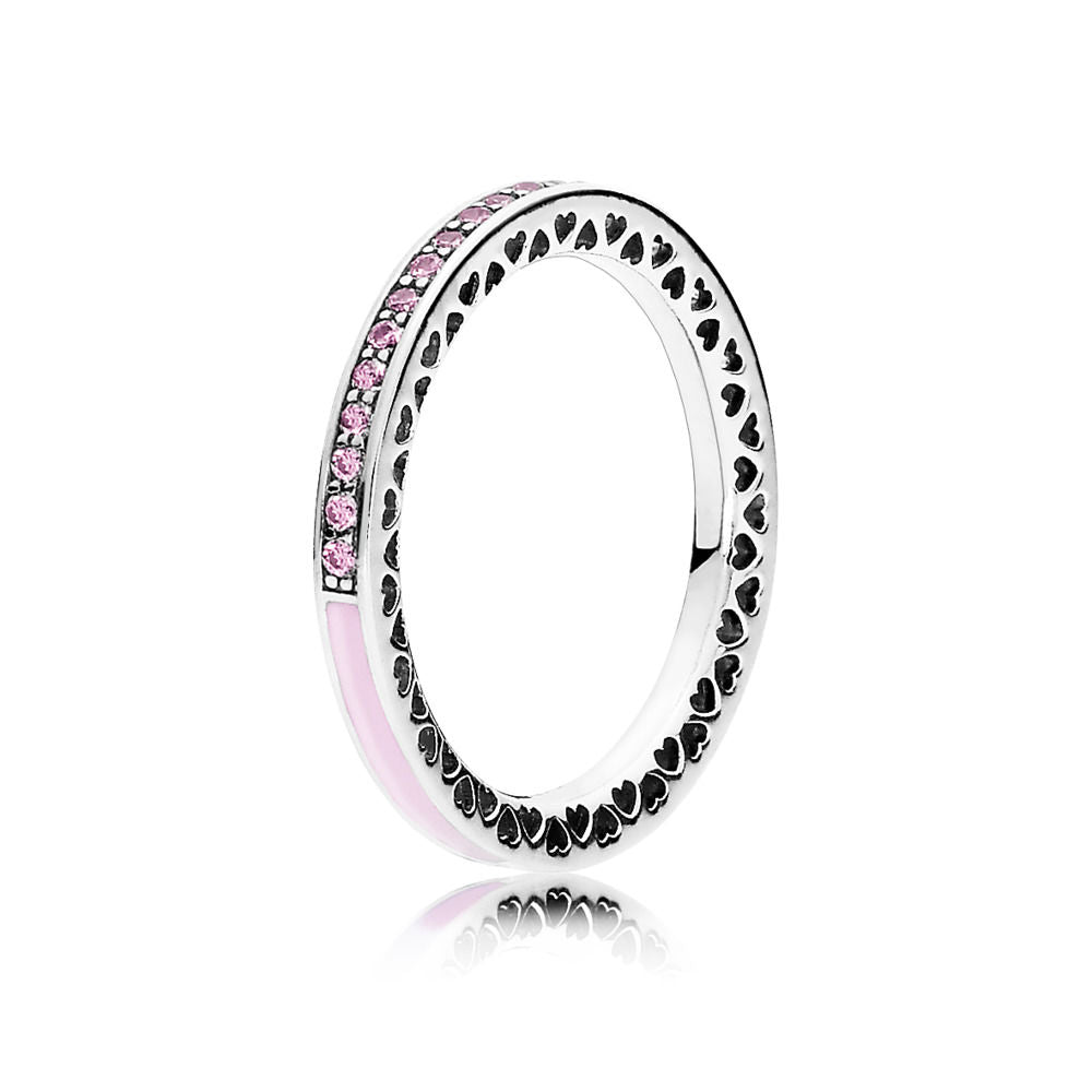 Pandora Pink Radiant Hearts Ring 191011PCZ