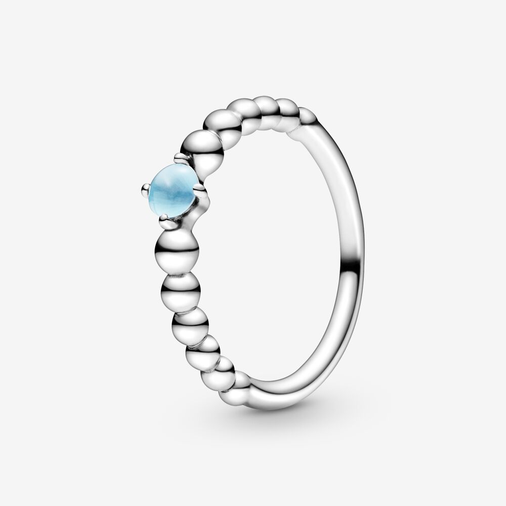 Pandora Sky Blue Ring Decorated with Spheres 198598C07