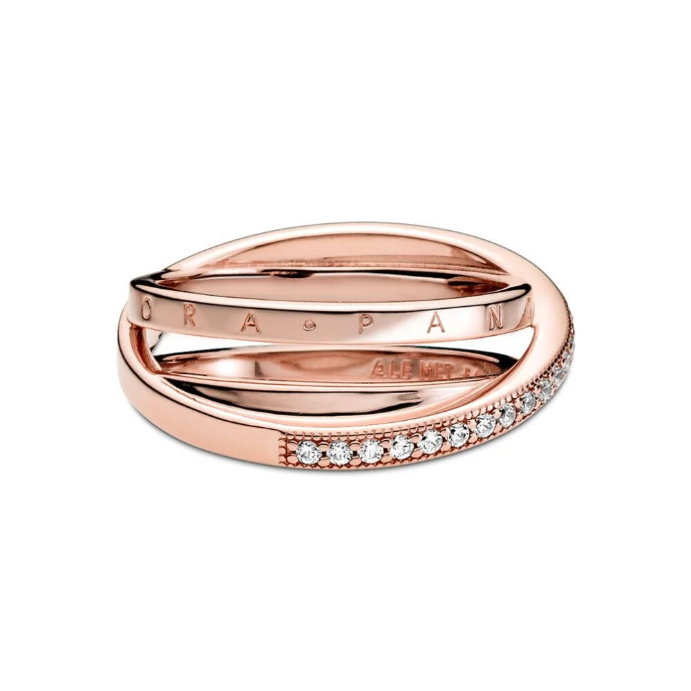 Pandora Triple Braided Band Ring with Pavé 189057C01