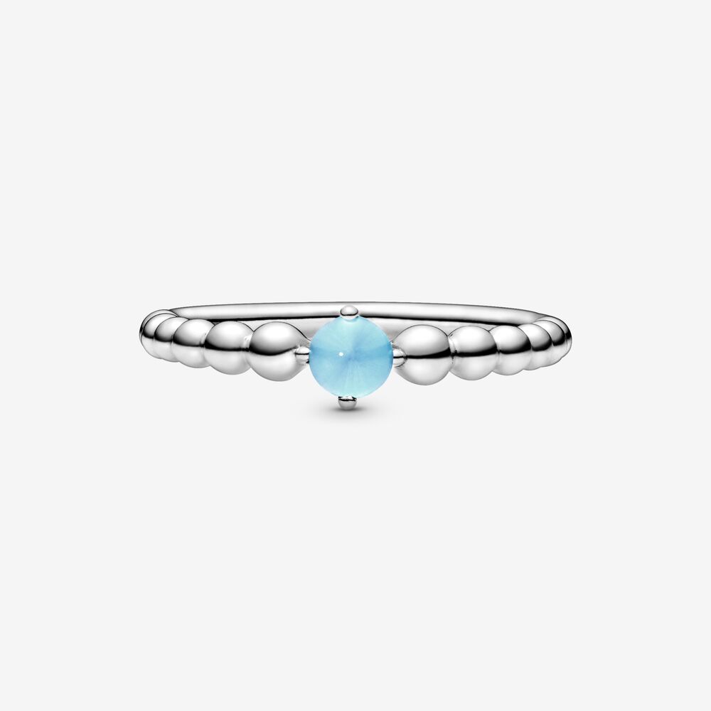 Pandora Sky Blue Ring Decorated with Spheres 198598C07