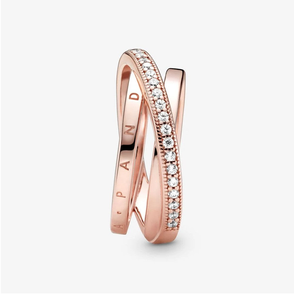 Pandora Triple Braided Band Ring with Pavé 189057C01