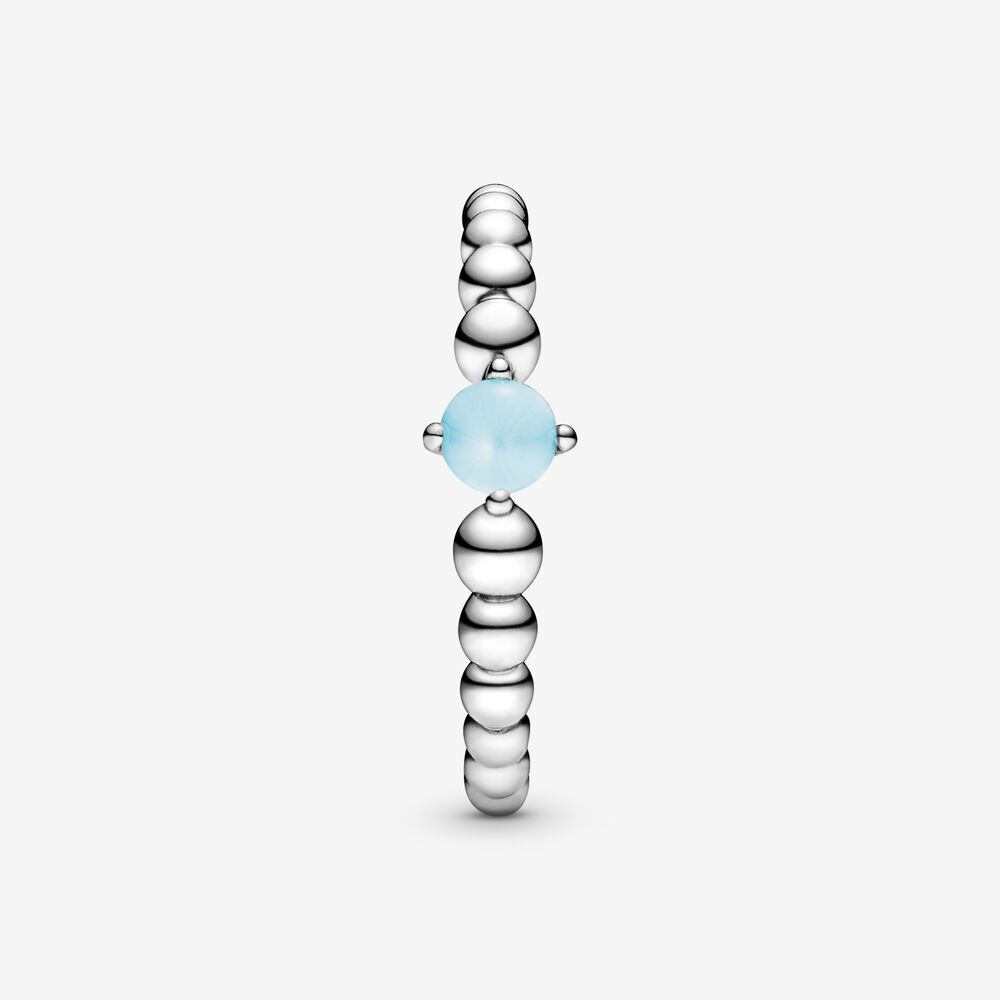 Pandora Sky Blue Ring Decorated with Spheres 198598C07