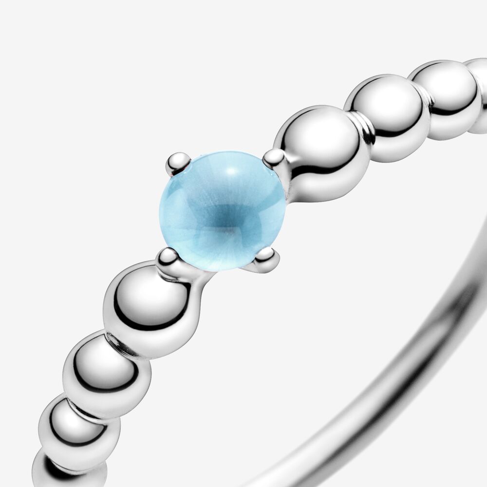 Pandora Sky Blue Ring Decorated with Spheres 198598C07