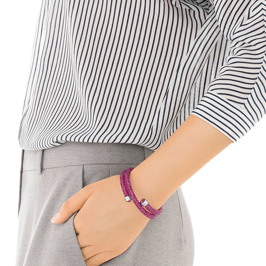 Bracciale Doppio Swarovski Crystaldust Fucsia