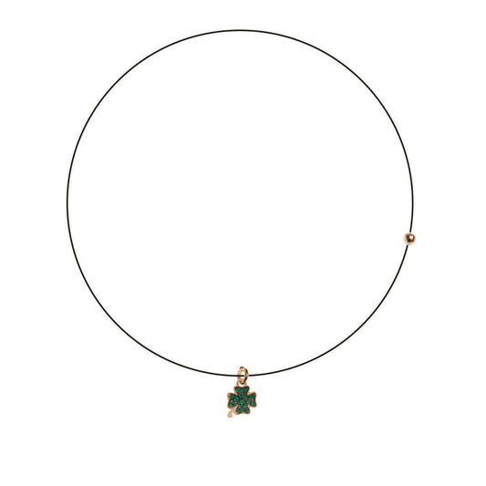 Collana Girocollo Lenza Rue des Mille Ciondolo Quadrifoglio e Zirconi GRZ-LENZA_W_QUAD