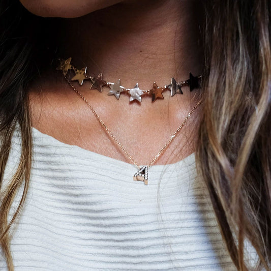 Girocollo Rue des Mille Stardust Lettera con Zirconi grz_B_champagne