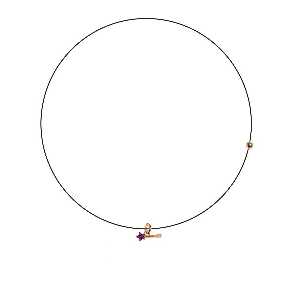 Collana Girocollo Lenza Rue des Mille Ciondolo Bacchetta Magica e Zirconi GRZ-LENZA_COL_BAC