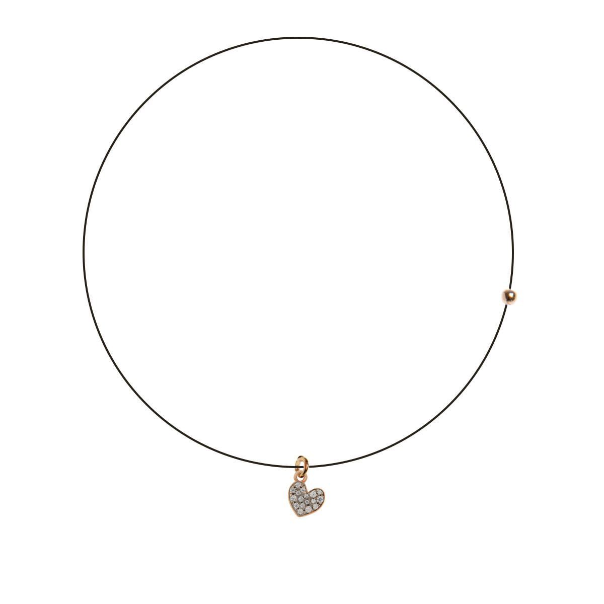 Collana Girocollo Lenza Rue des Mille Ciondolo Cuore e Zirconi GRZ-LENZA_W_CUO