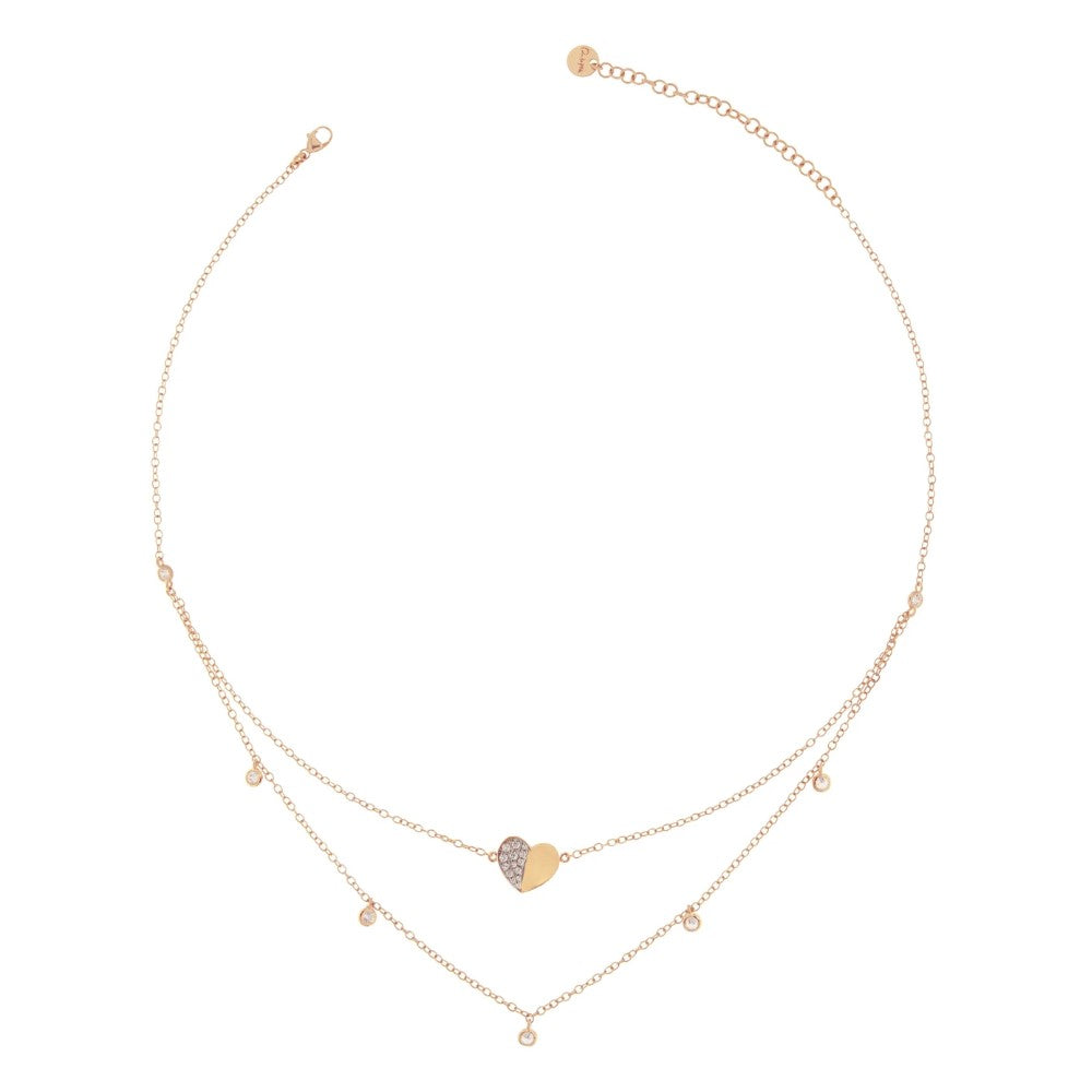 Girocollo Rue Des Mille Doppio Filo Cuore Zirconi GRZ-007 DOP CUO