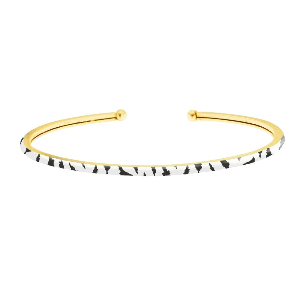 Rue Des Mille Rigid Handcuff Bracelet – Zebra Enamel BRJ-02 Z