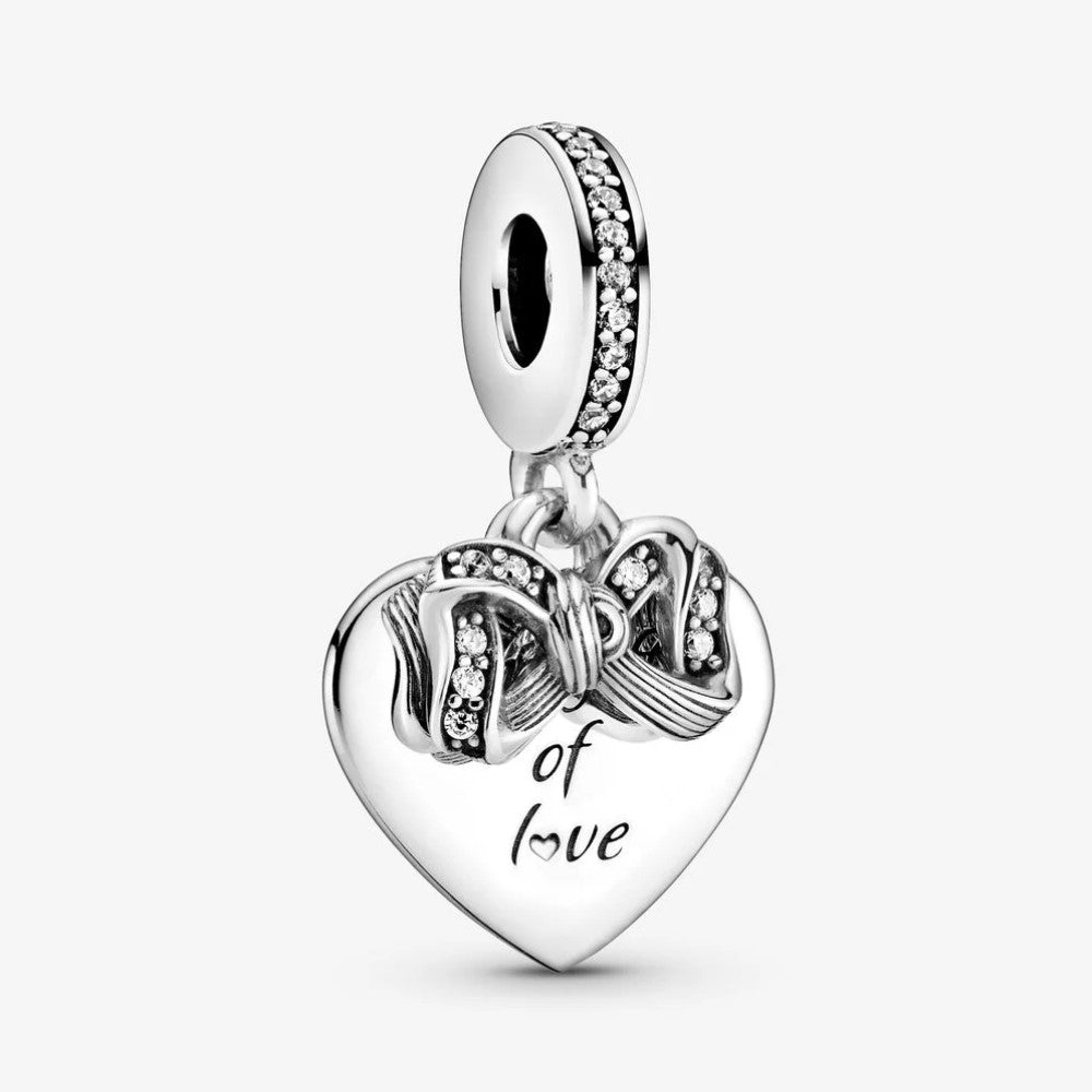 Charm Pendente Pandora a Cuore Fiocco e Amore 799221C01