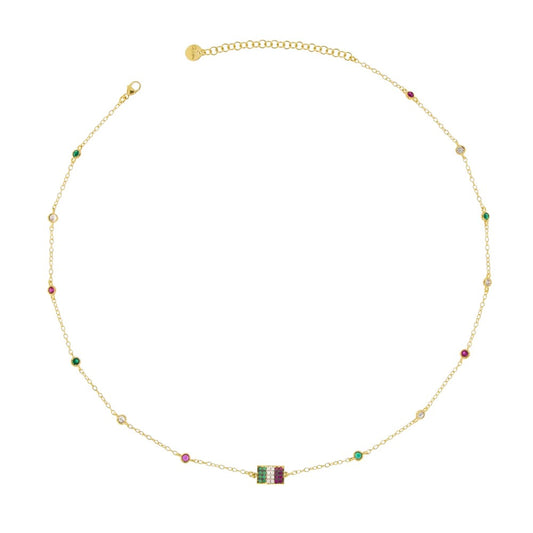 Girocollo Castoni Rue Des Mille #Italiaseibella Zirconi Colorati GRZ-007-ITA